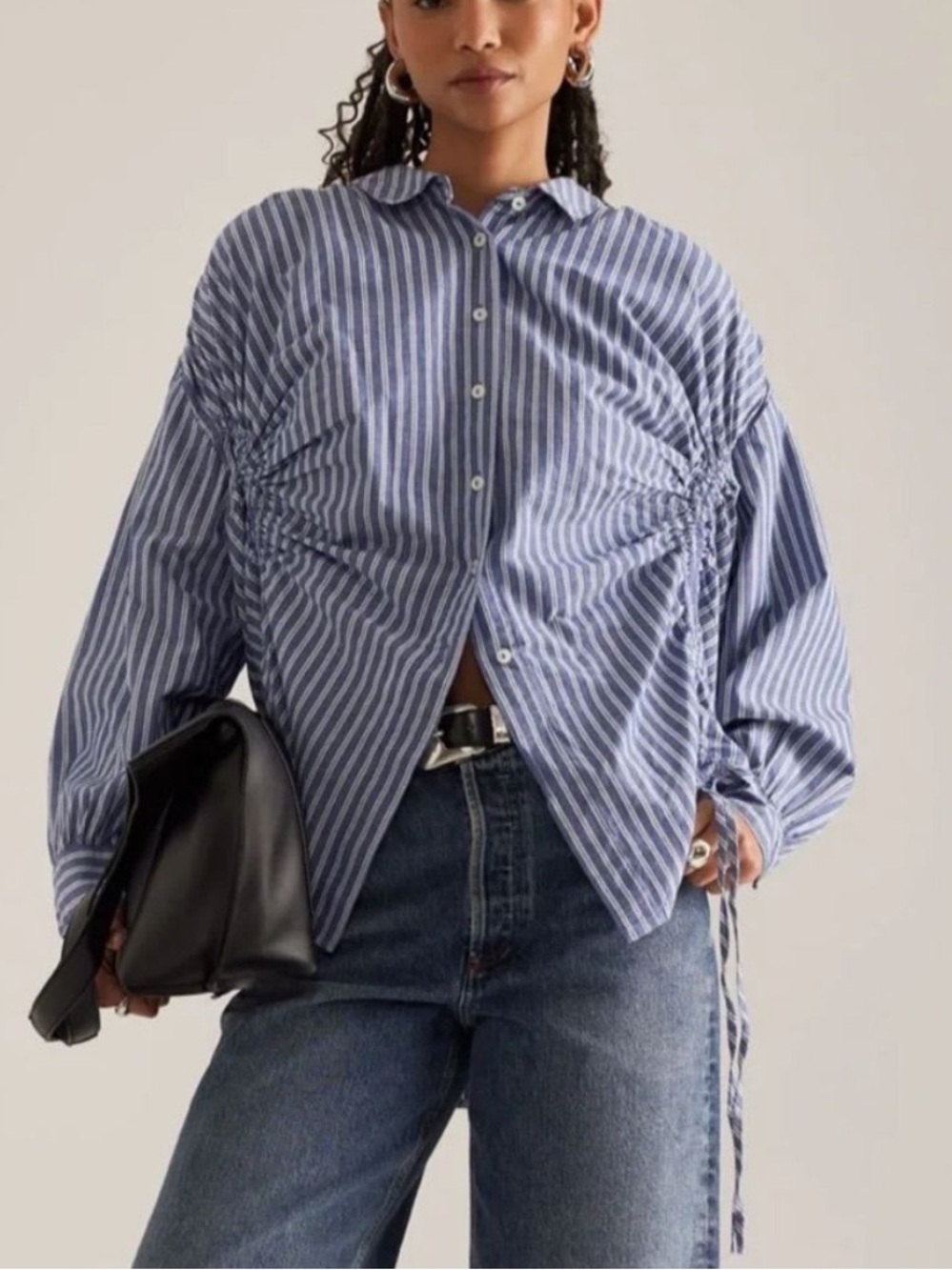 Pilcro Reworked Ruched Drawstring Shirt